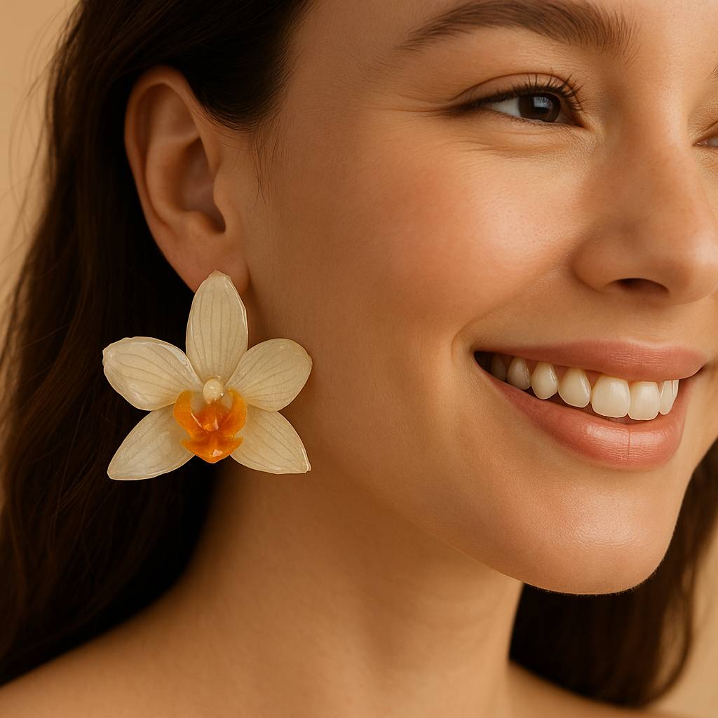 Earrings made from real flowers