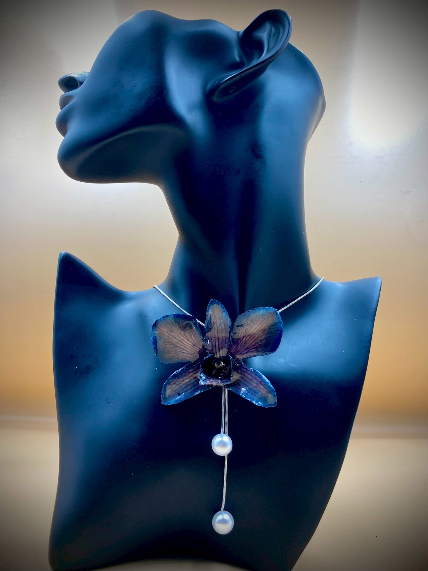 Pendant + Necklace, Dendrobium Orchid, made from real flowers.