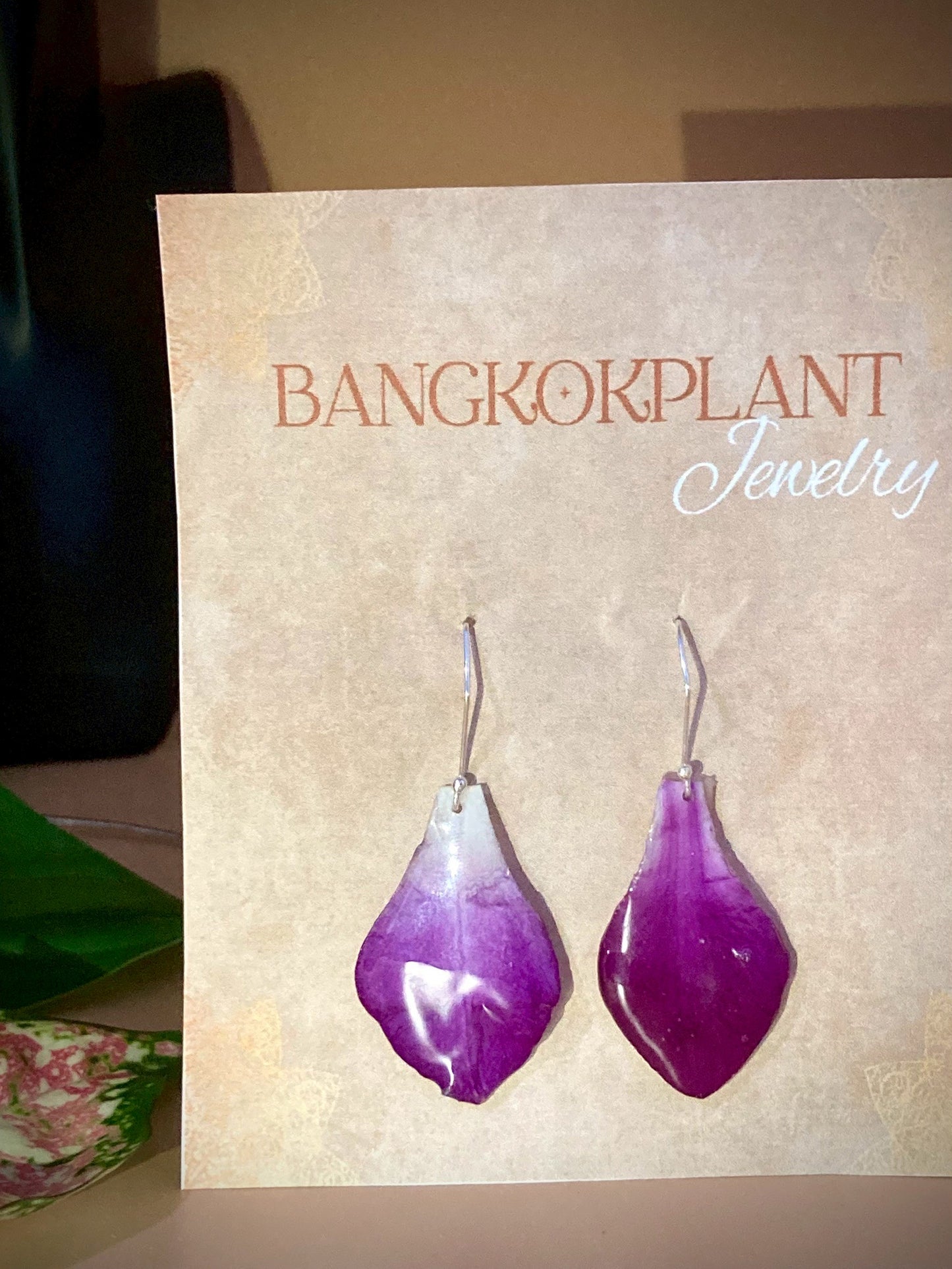 Orchid Petal Earrings made from real flowers