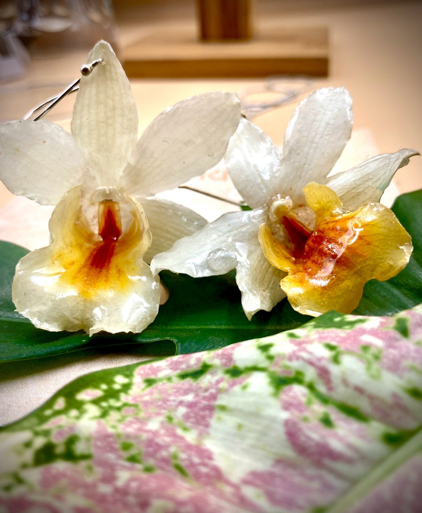 Earrings made from real flowers