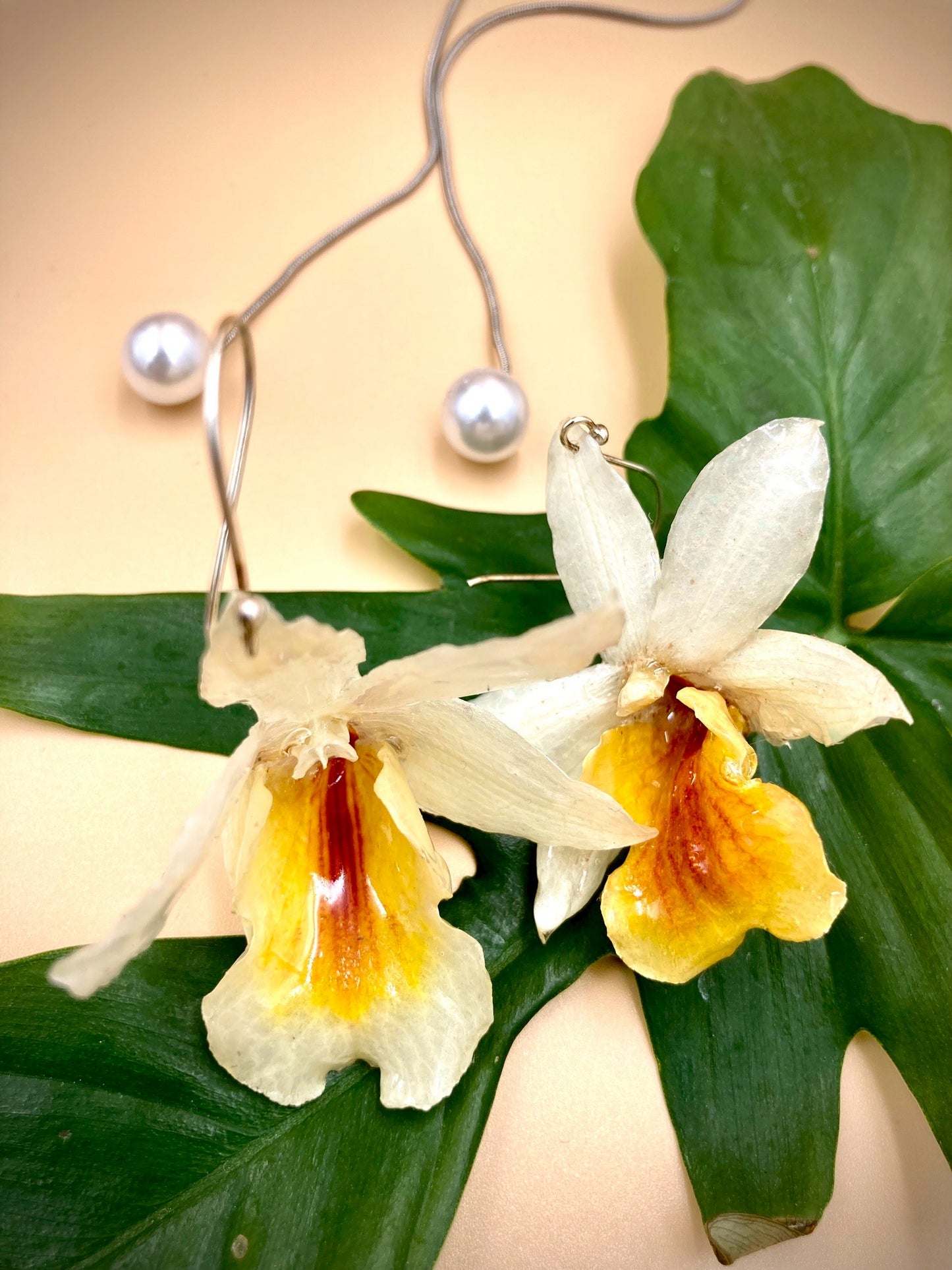 Earrings made from real flowers