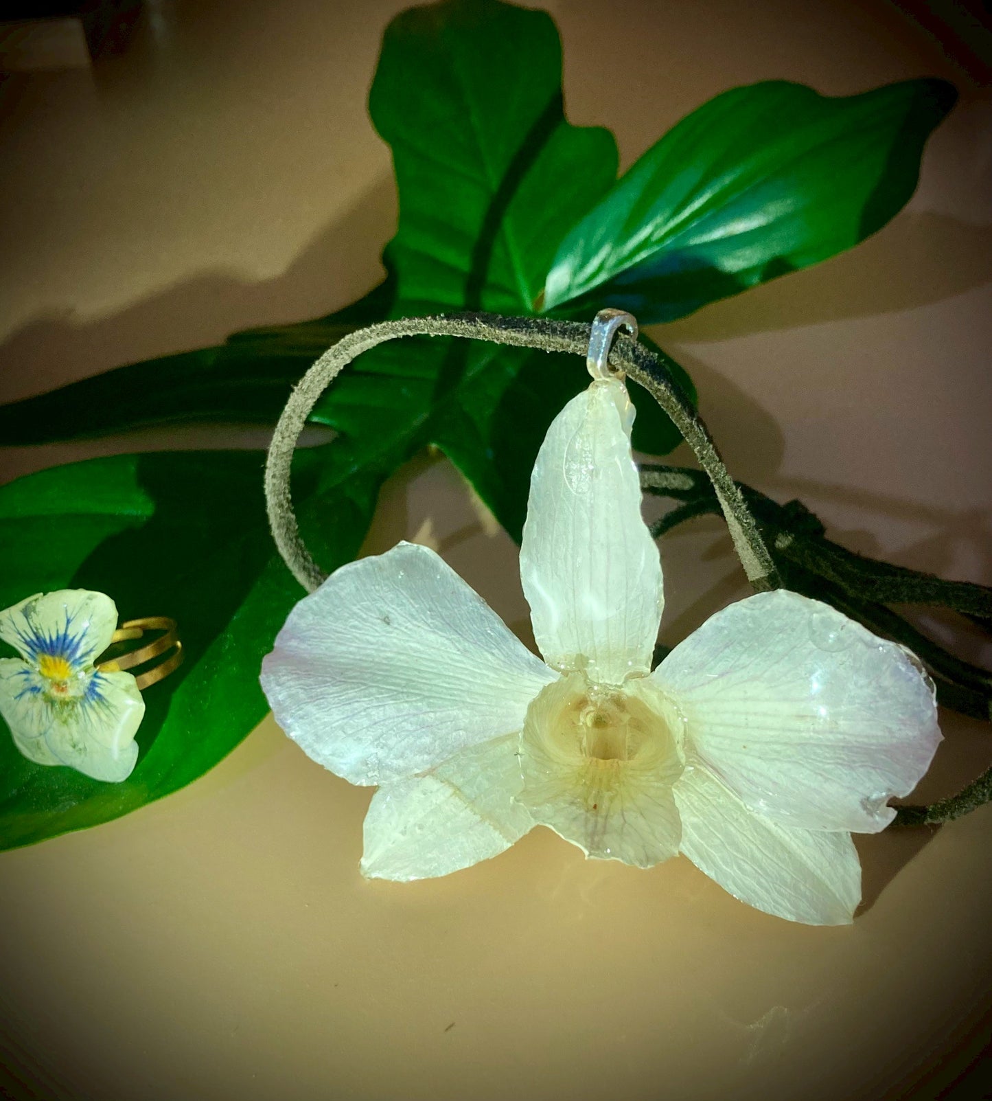 Pendant + Necklace Made From real Orchid Flowers