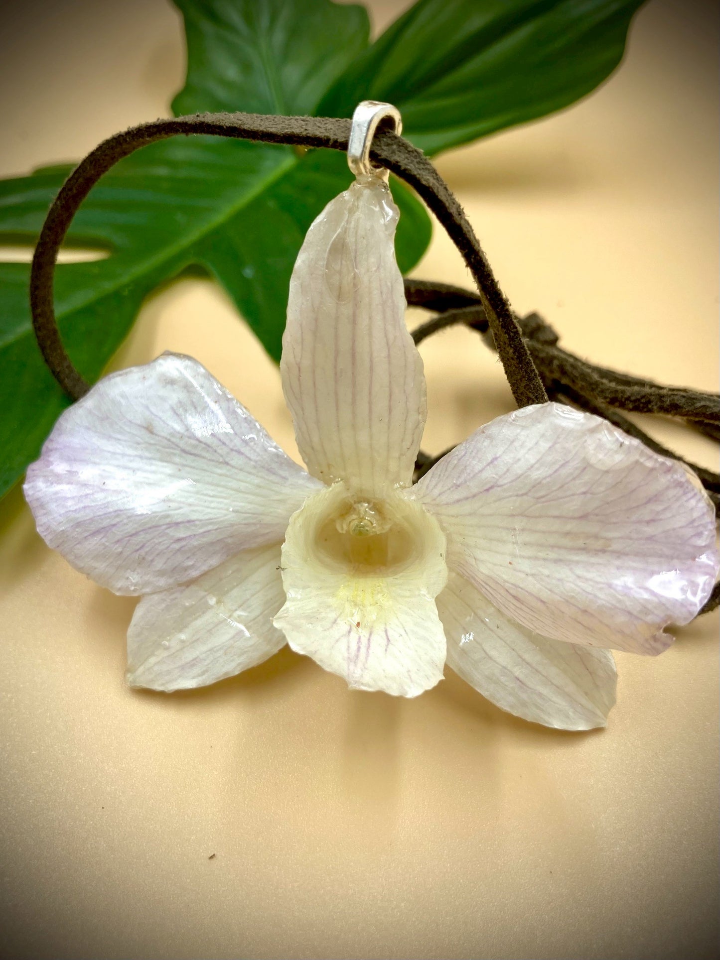 Pendant + Necklace Made From real Orchid Flowers