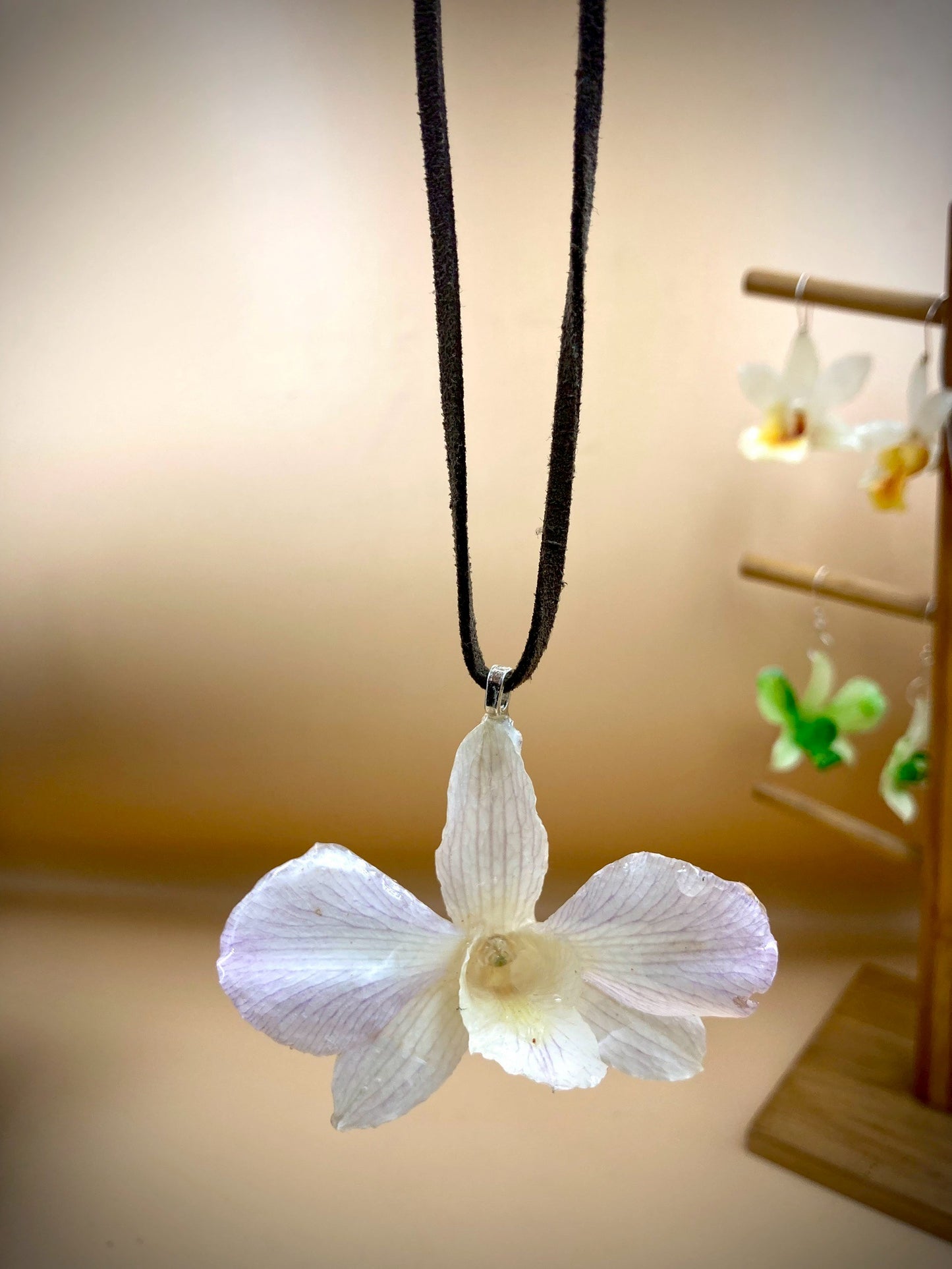 Pendant + Necklace Made From real Orchid Flowers