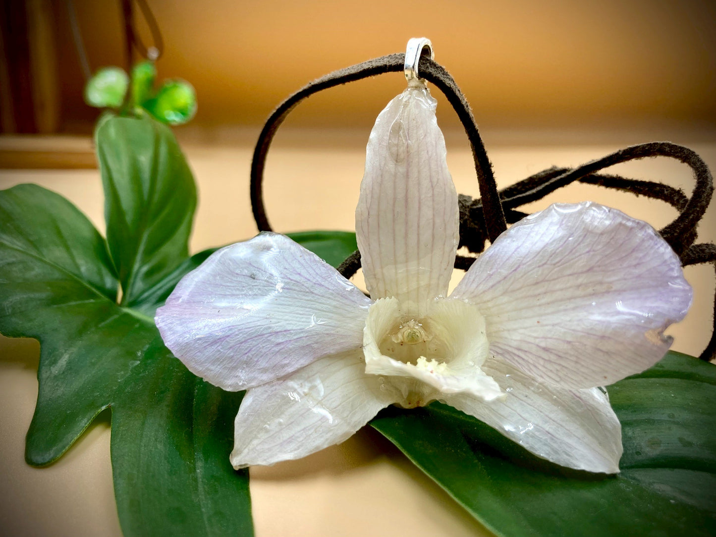 Pendant + Necklace Made From real Orchid Flowers