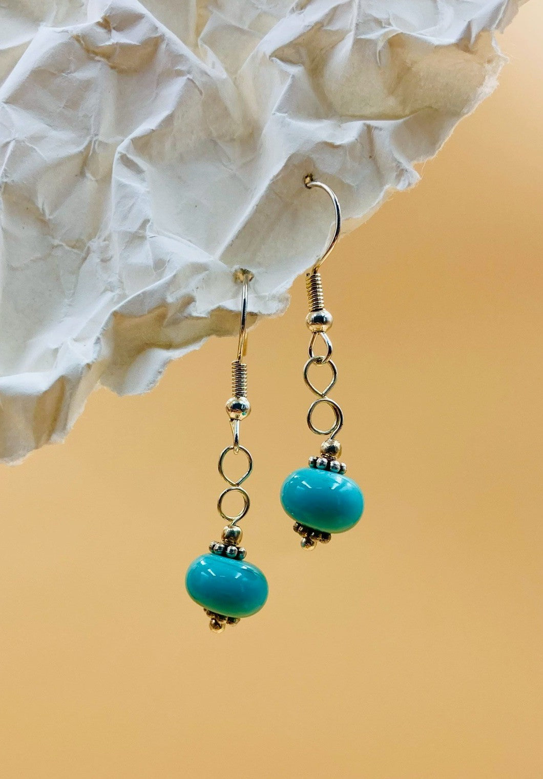 Handmade Murano Glass Dangle Earrings, Colorful Polka Dot Artisan Jewelry
