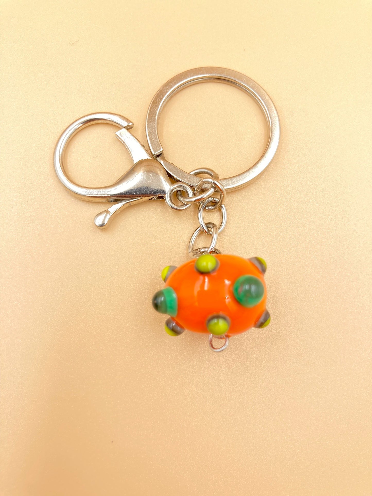 Handmade Murano Glass Bead Keychain, Venetian Charm, Colorful Key Ring Accessory