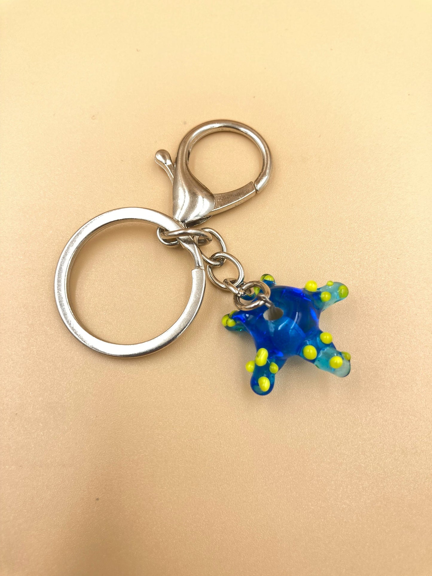 Handmade Murano Glass Bead Keychain, Venetian Charm, Colorful Key Ring Accessory