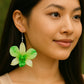 Earrings made from real flowers in green tones