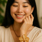 Bracelet made from real flowers, light brown rope