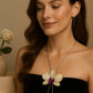 Pendant + necklace, banana flower, made from real flowers, white and purple tones