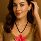 Pendant + rope necklace made from real flowers, red tone