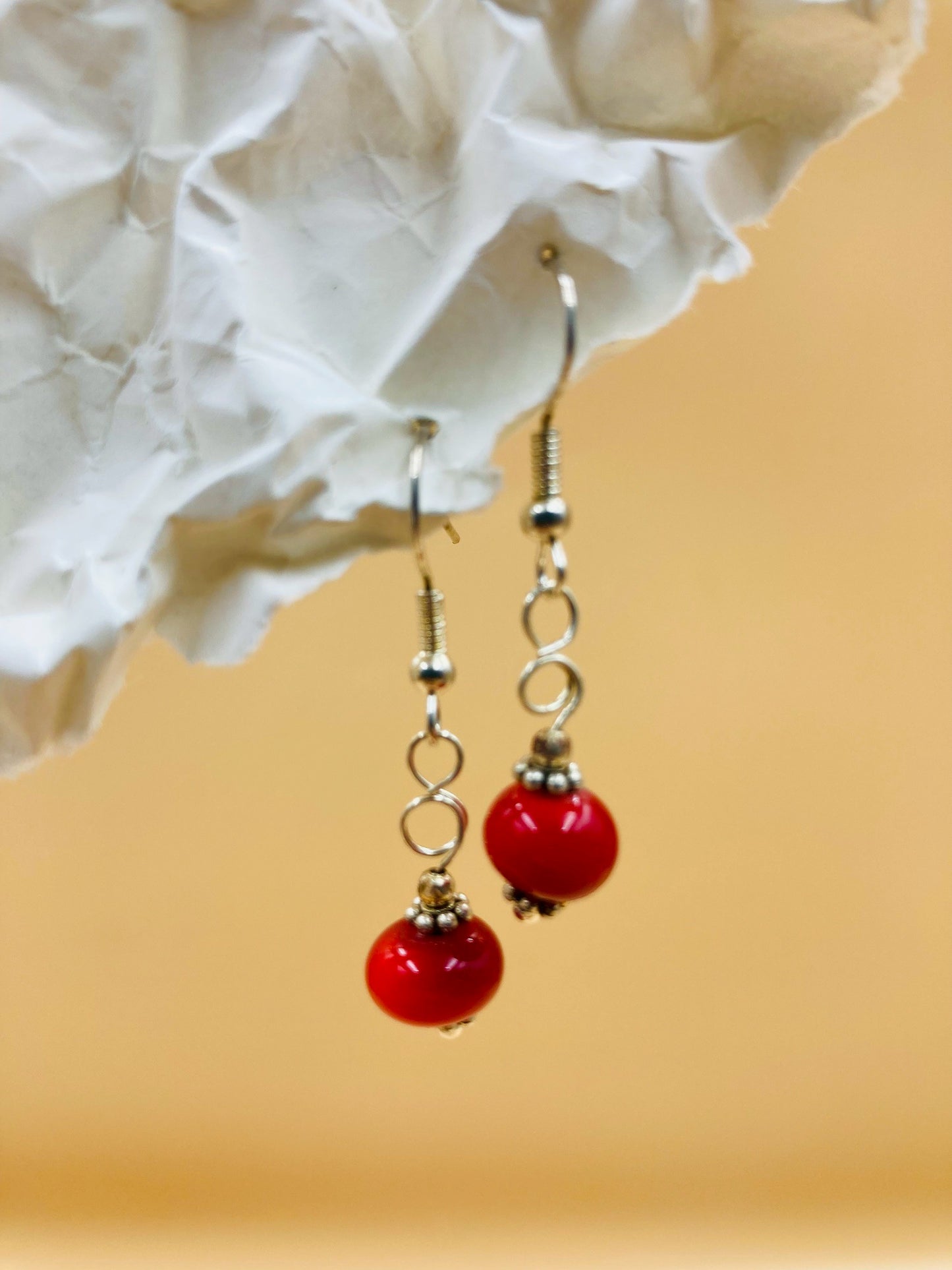 Handmade Murano Glass Dangle Earrings, Colorful Polka Dot Artisan Jewelry