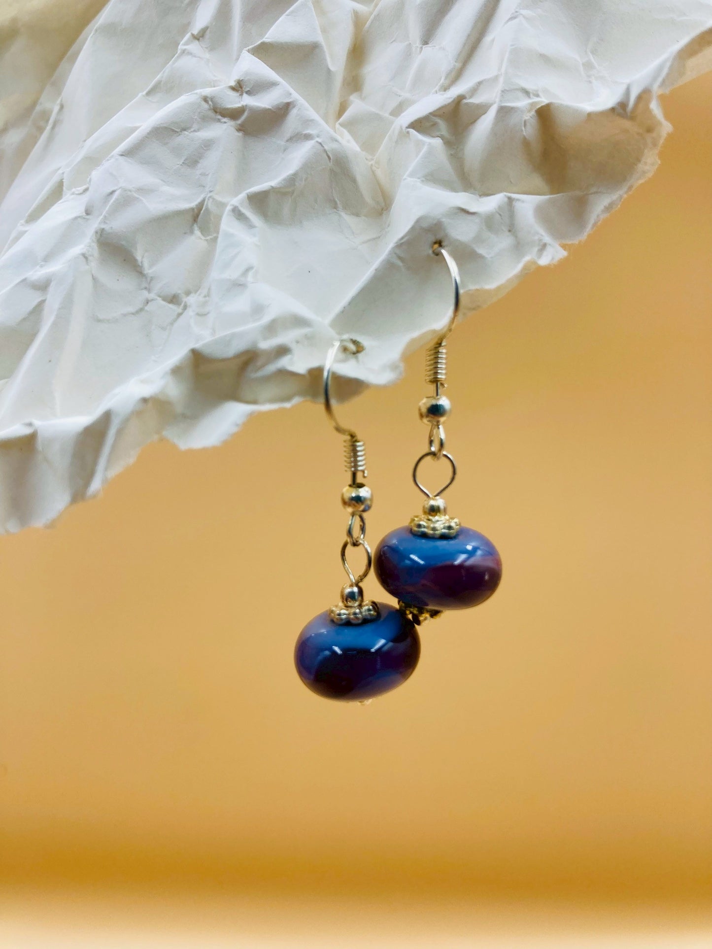 Handmade Murano Glass Dangle Earrings, Colorful Polka Dot Artisan Jewelry