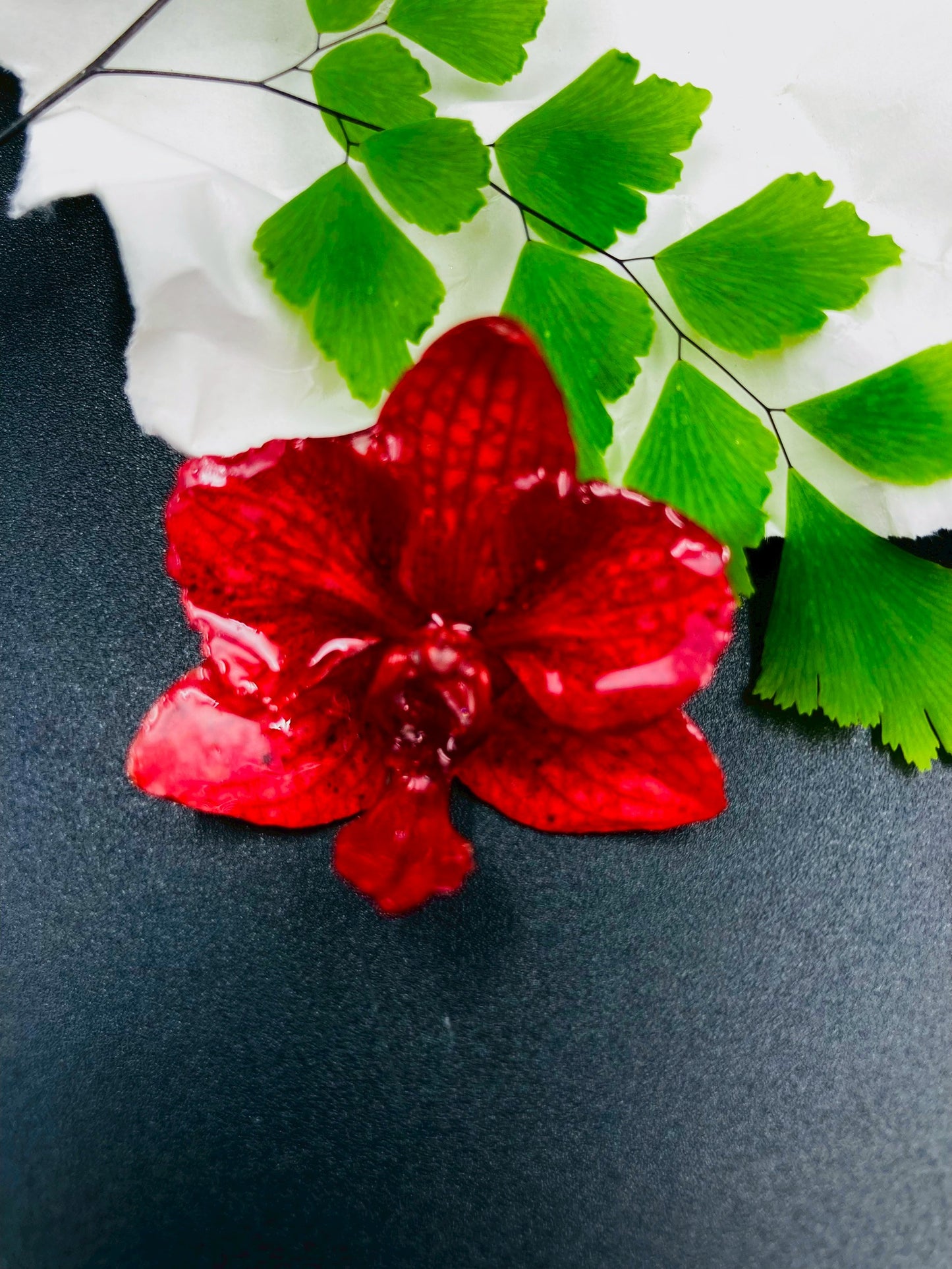 Real Orchid Flower Pendant, Preserved Resin Jewelry (Pin and Keychain Only)