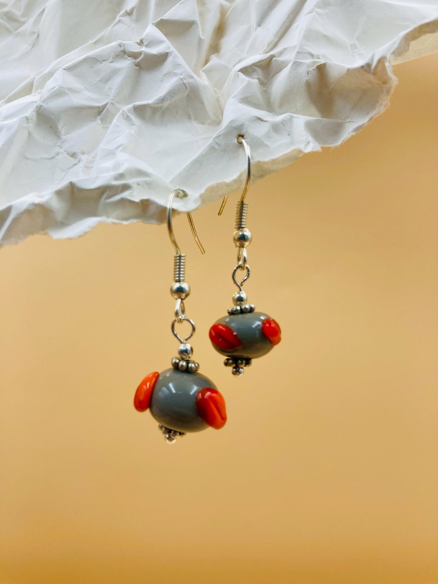 Handmade Murano Glass Dangle Earrings, Colorful Polka Dot Artisan Jewelry