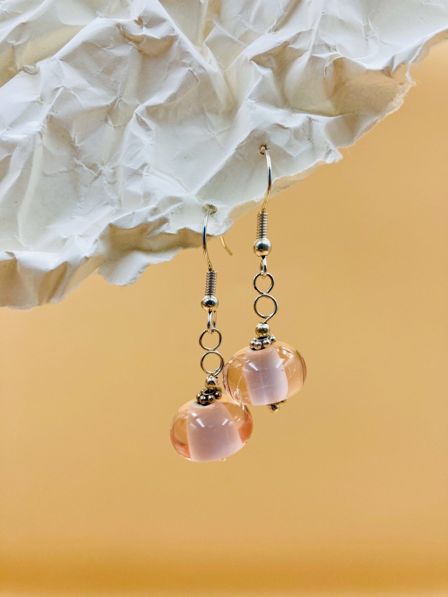 Handmade Murano Glass Dangle Earrings, Colorful Polka Dot Artisan Jewelry