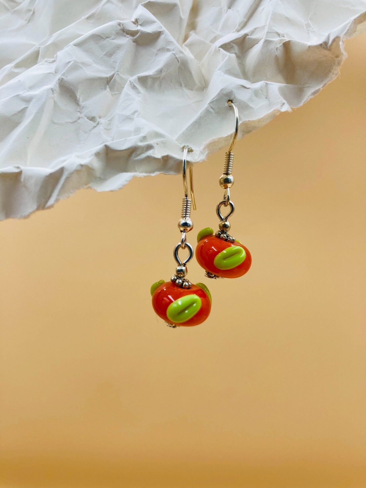 Handmade Murano Glass Dangle Earrings, Colorful Polka Dot Artisan Jewelry