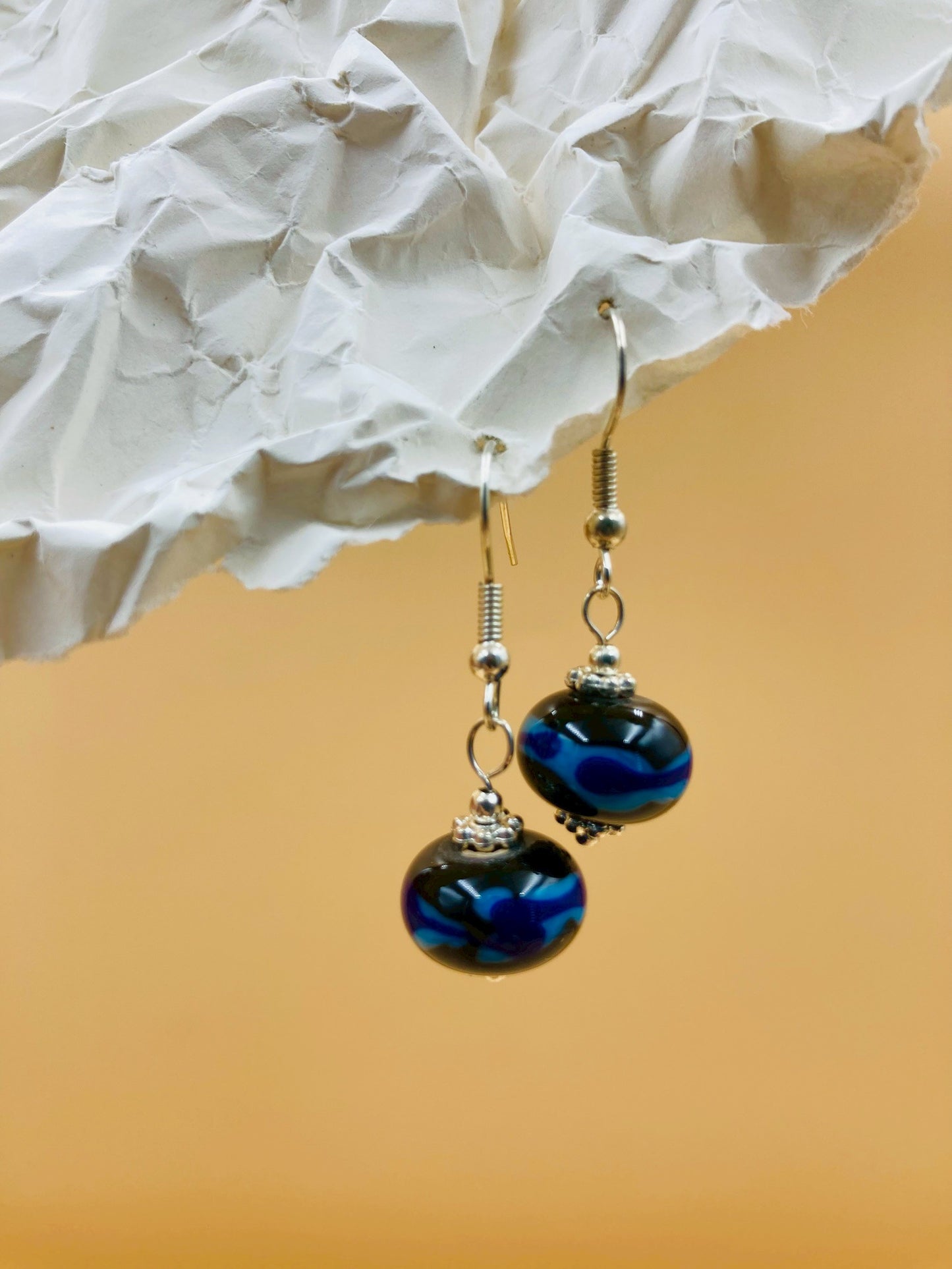 Handmade Murano Glass Dangle Earrings, Colorful Polka Dot Artisan Jewelry