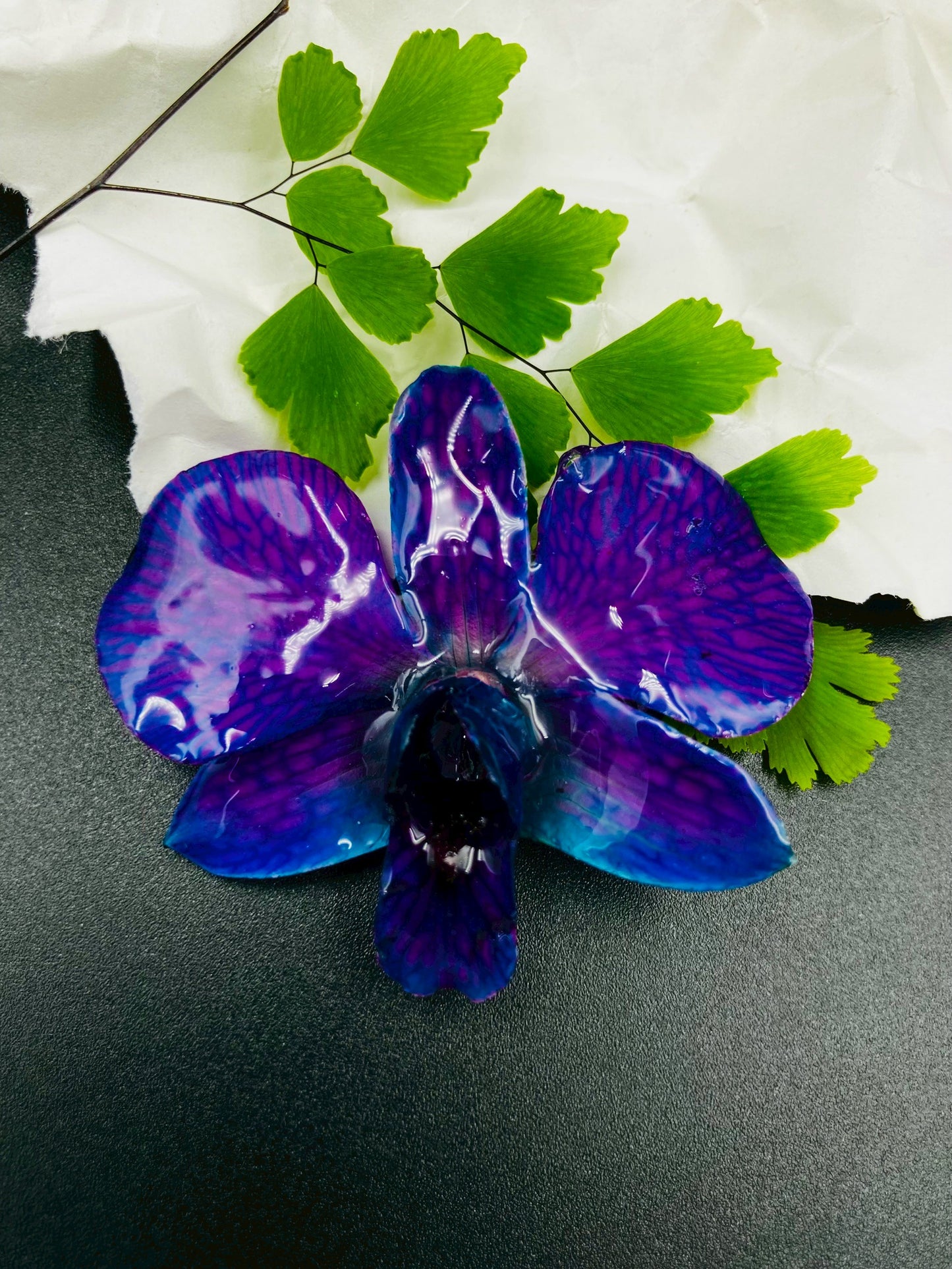 Real Orchid Flower Pendant, Preserved Resin Jewelry (Pin and Keychain Only)