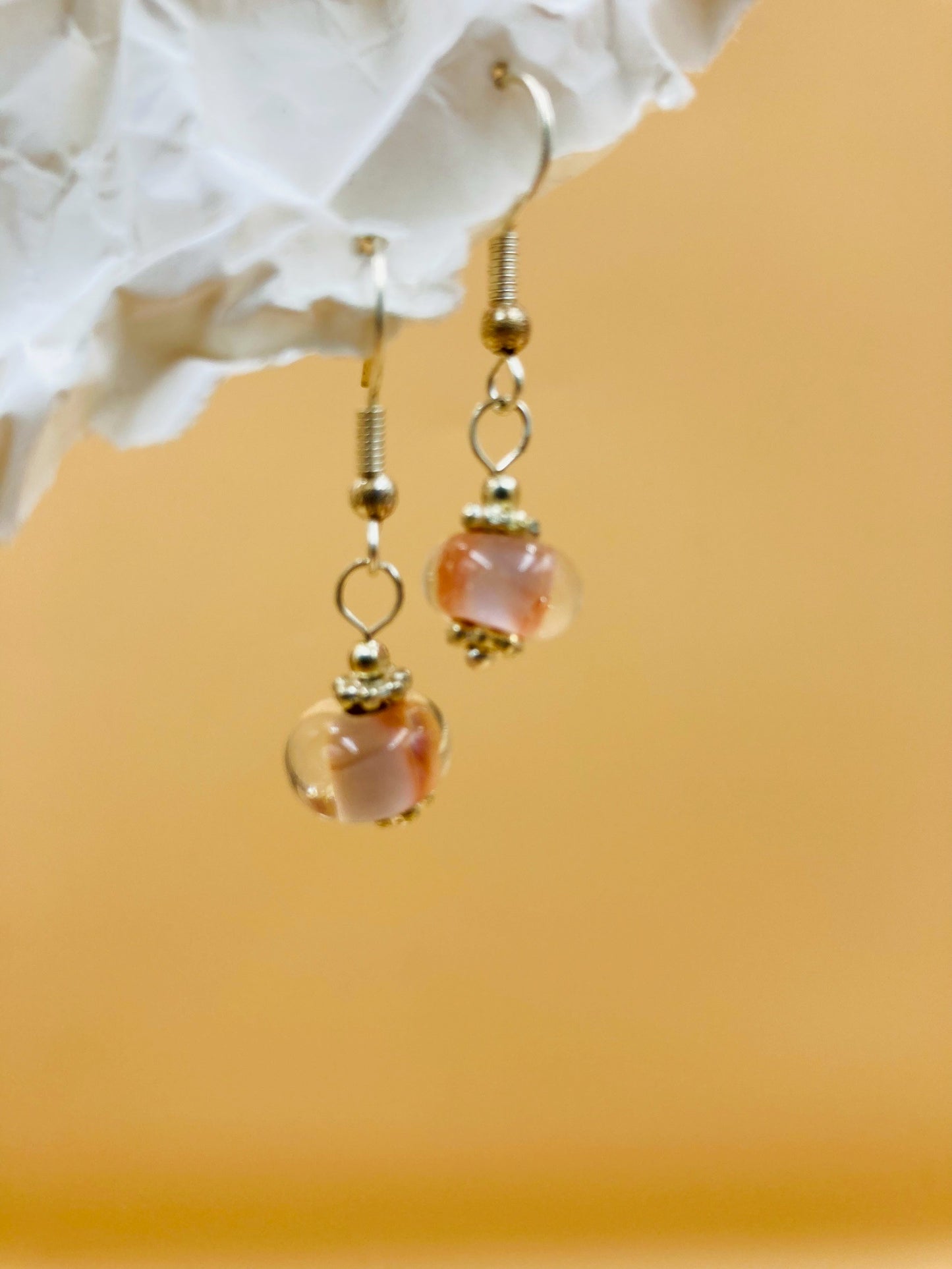 Handmade Murano Glass Dangle Earrings, Colorful Polka Dot Artisan Jewelry