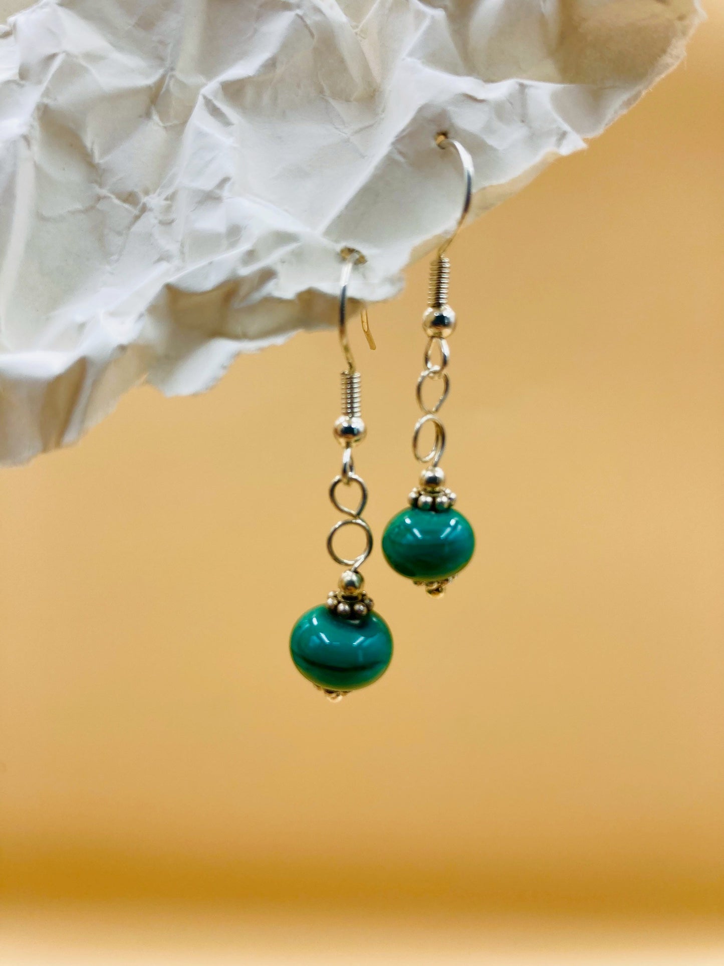 Handmade Murano Glass Dangle Earrings, Colorful Polka Dot Artisan Jewelry