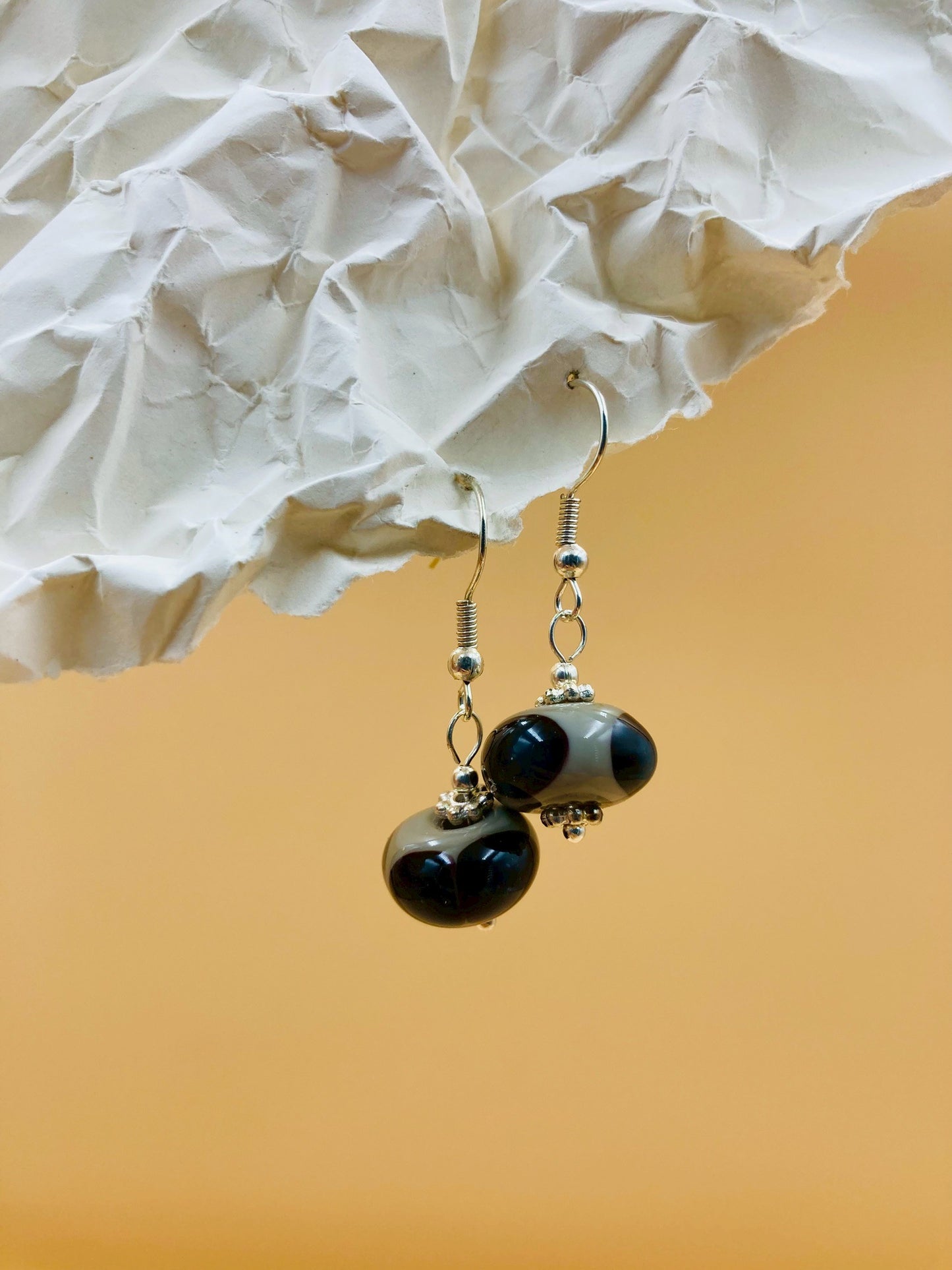 Handmade Murano Glass Dangle Earrings, Colorful Polka Dot Artisan Jewelry