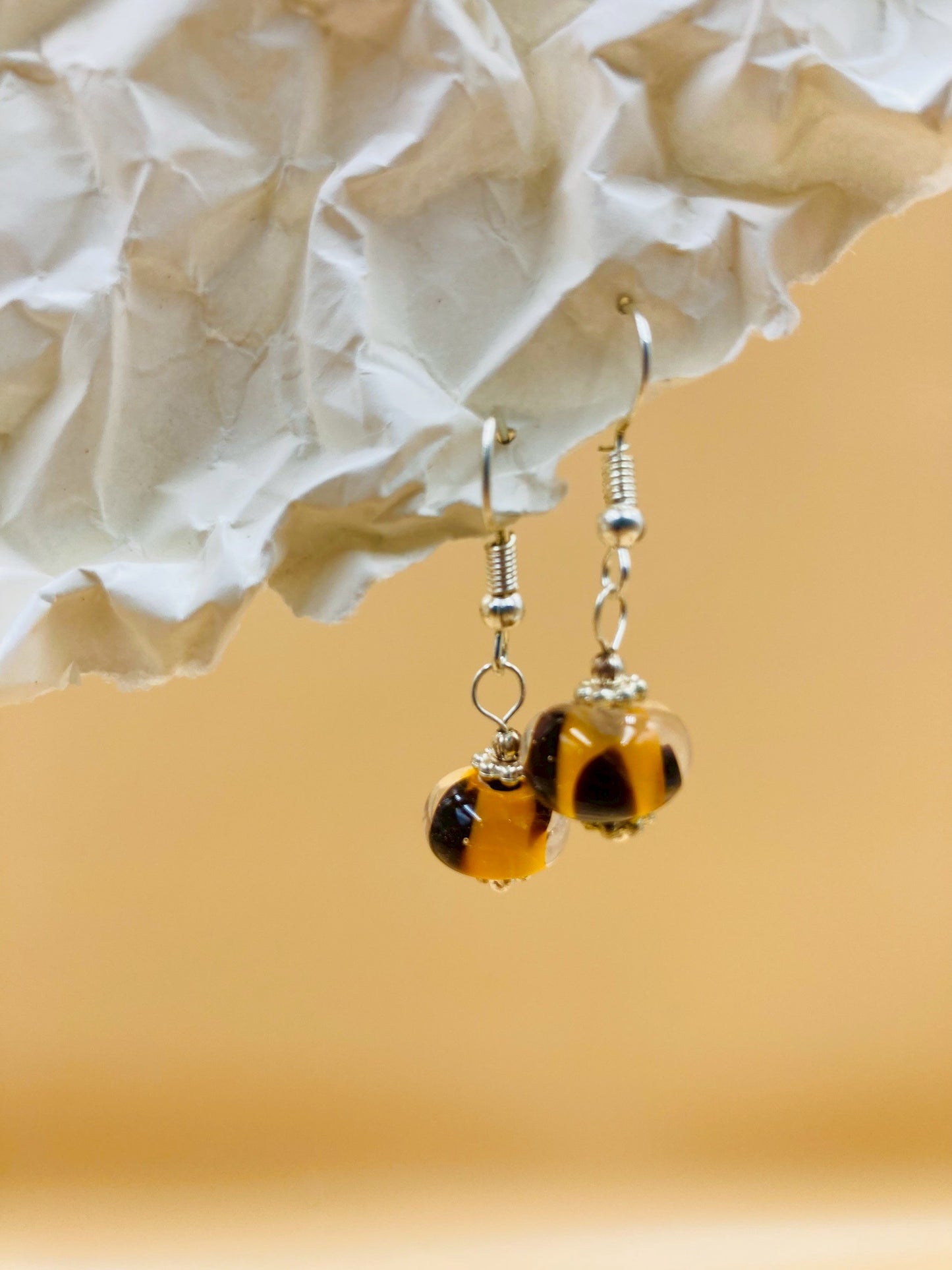 Handmade Murano Glass Dangle Earrings, Colorful Polka Dot Artisan Jewelry