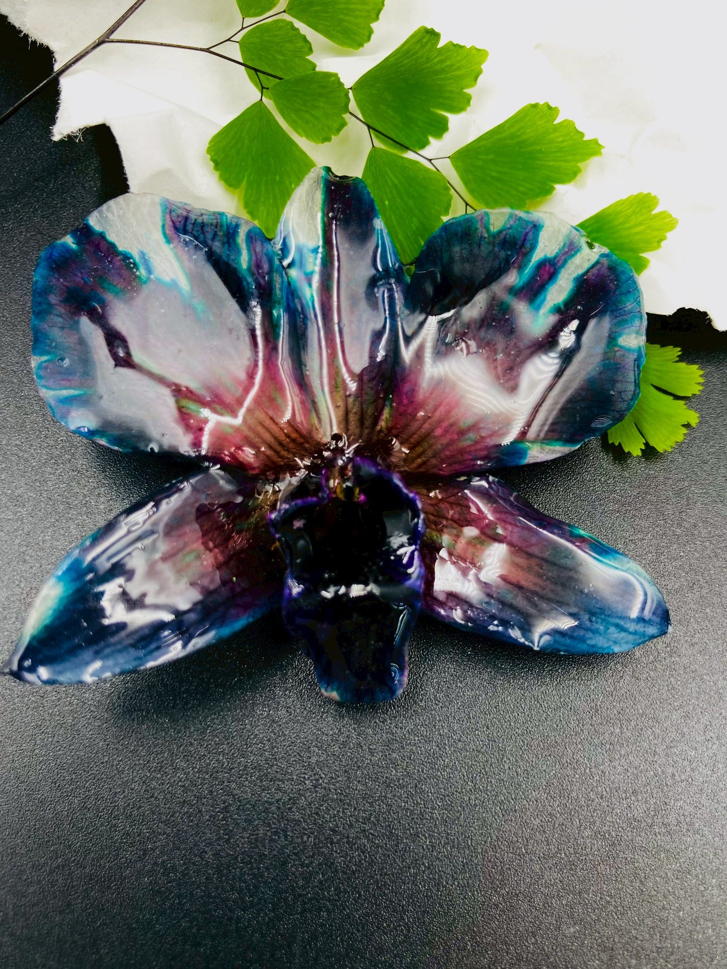 Real Orchid Flower Pendant, Preserved Resin Jewelry (Pin and Keychain Only)