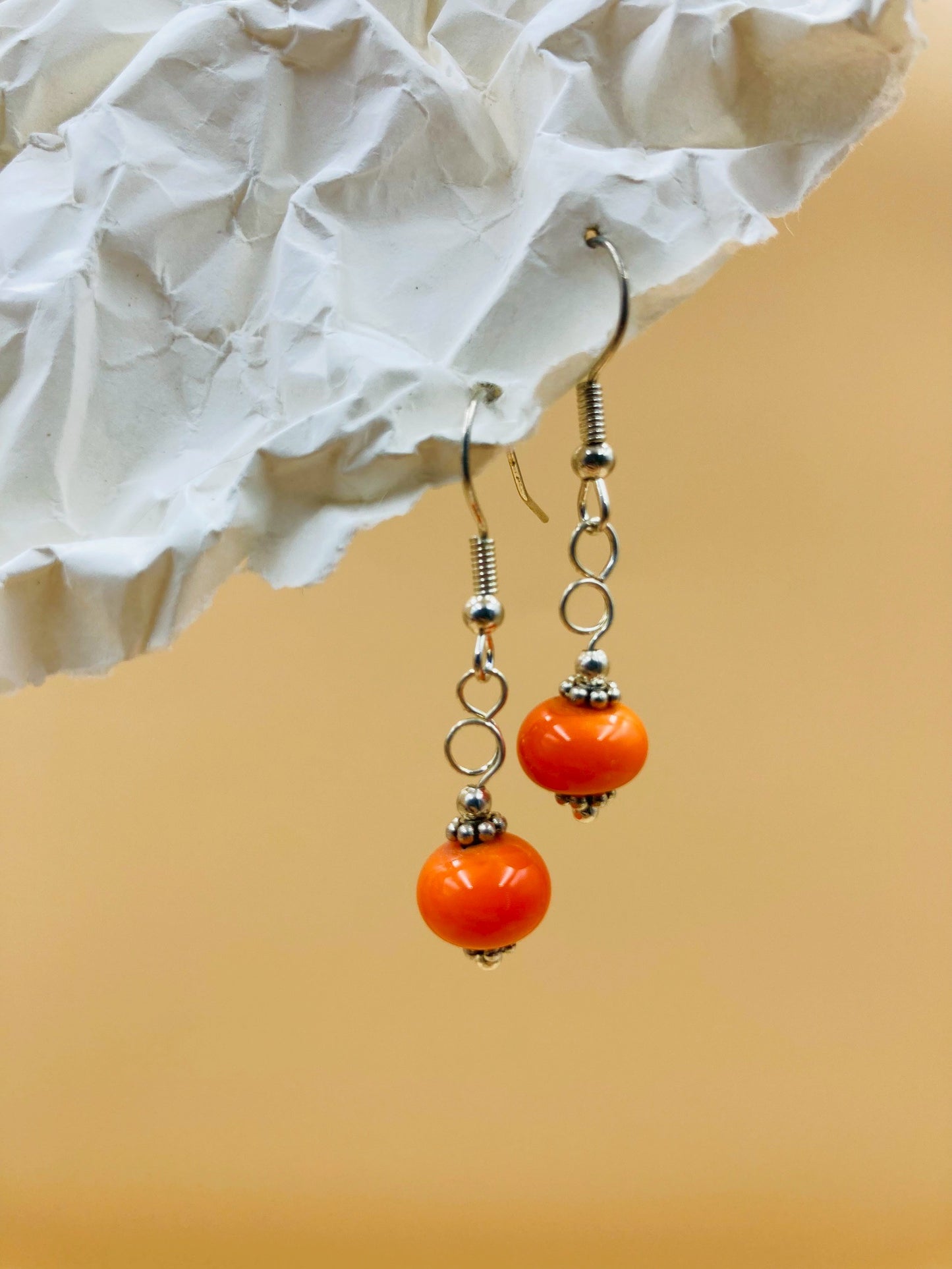 Handmade Murano Glass Dangle Earrings, Colorful Polka Dot Artisan Jewelry