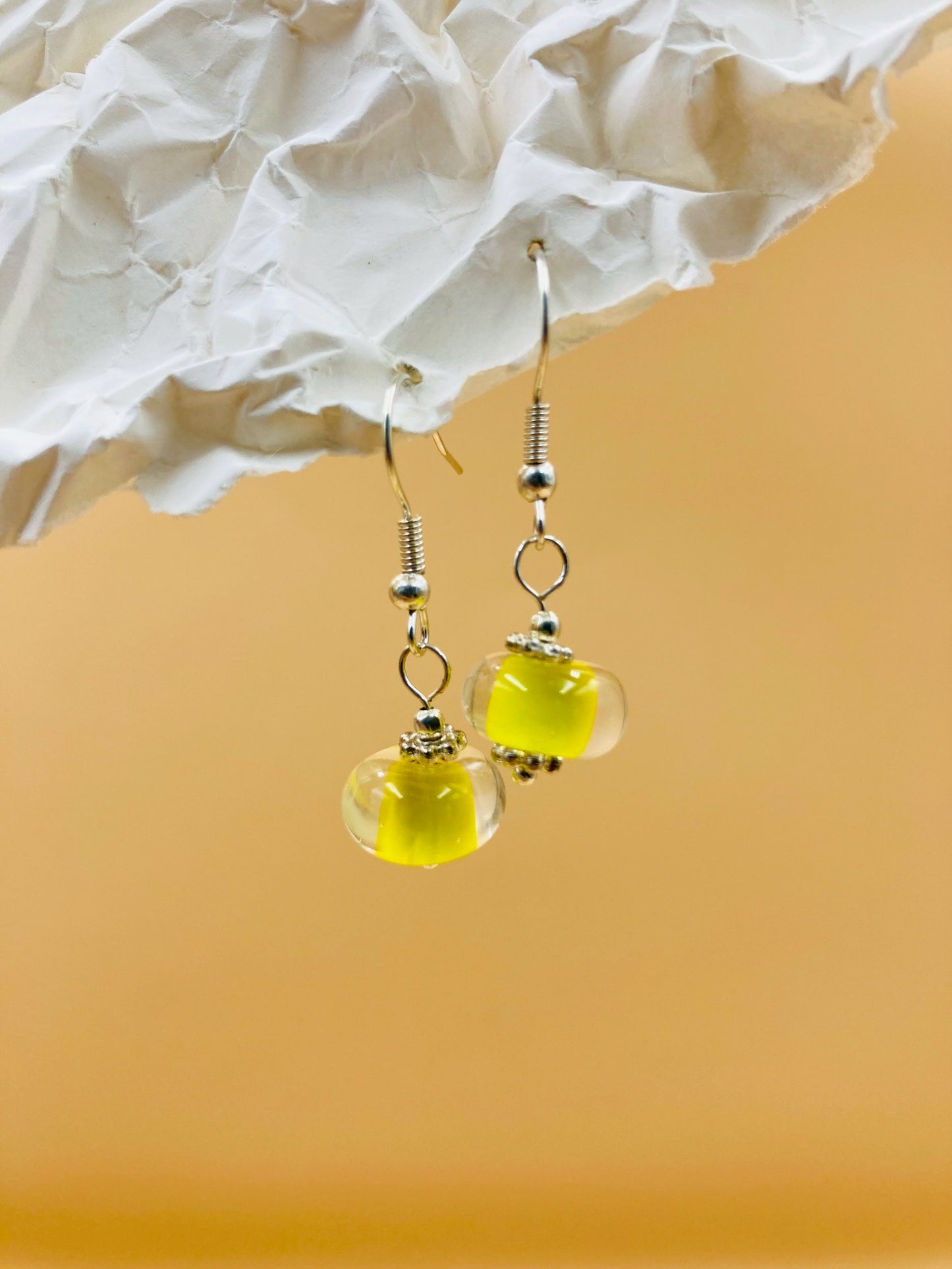 Handmade Murano Glass Dangle Earrings, Colorful Polka Dot Artisan Jewelry
