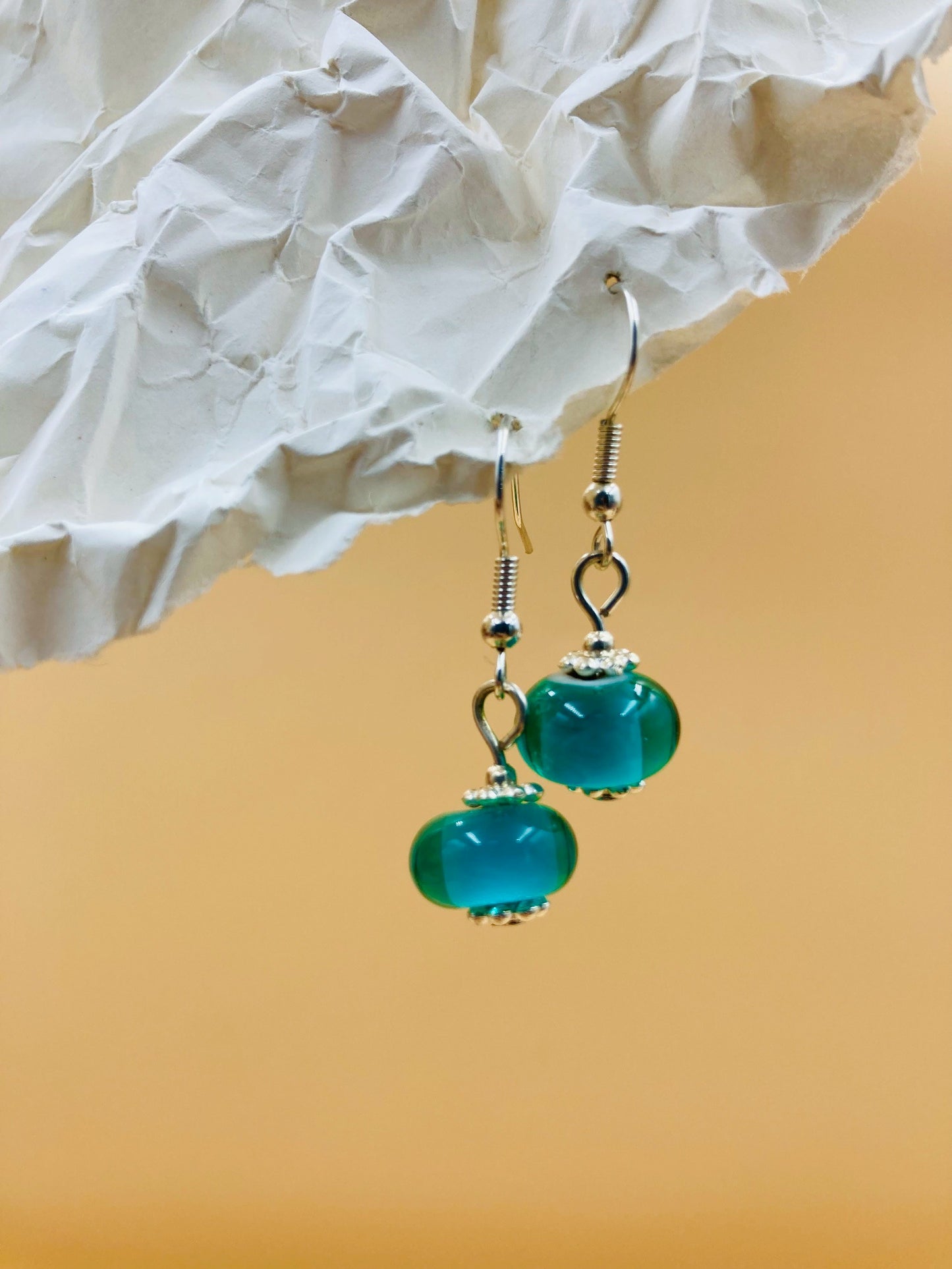 Handmade Murano Glass Dangle Earrings, Colorful Polka Dot Artisan Jewelry