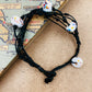 Handmade Murano Glass Bead Bracelet, Waxed Cord Boho Jewelry