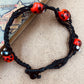 Handmade Murano Glass Bead Bracelet, Waxed Cord Boho Jewelry