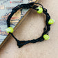 Handmade Murano Glass Bead Bracelet, Waxed Cord Boho Jewelry