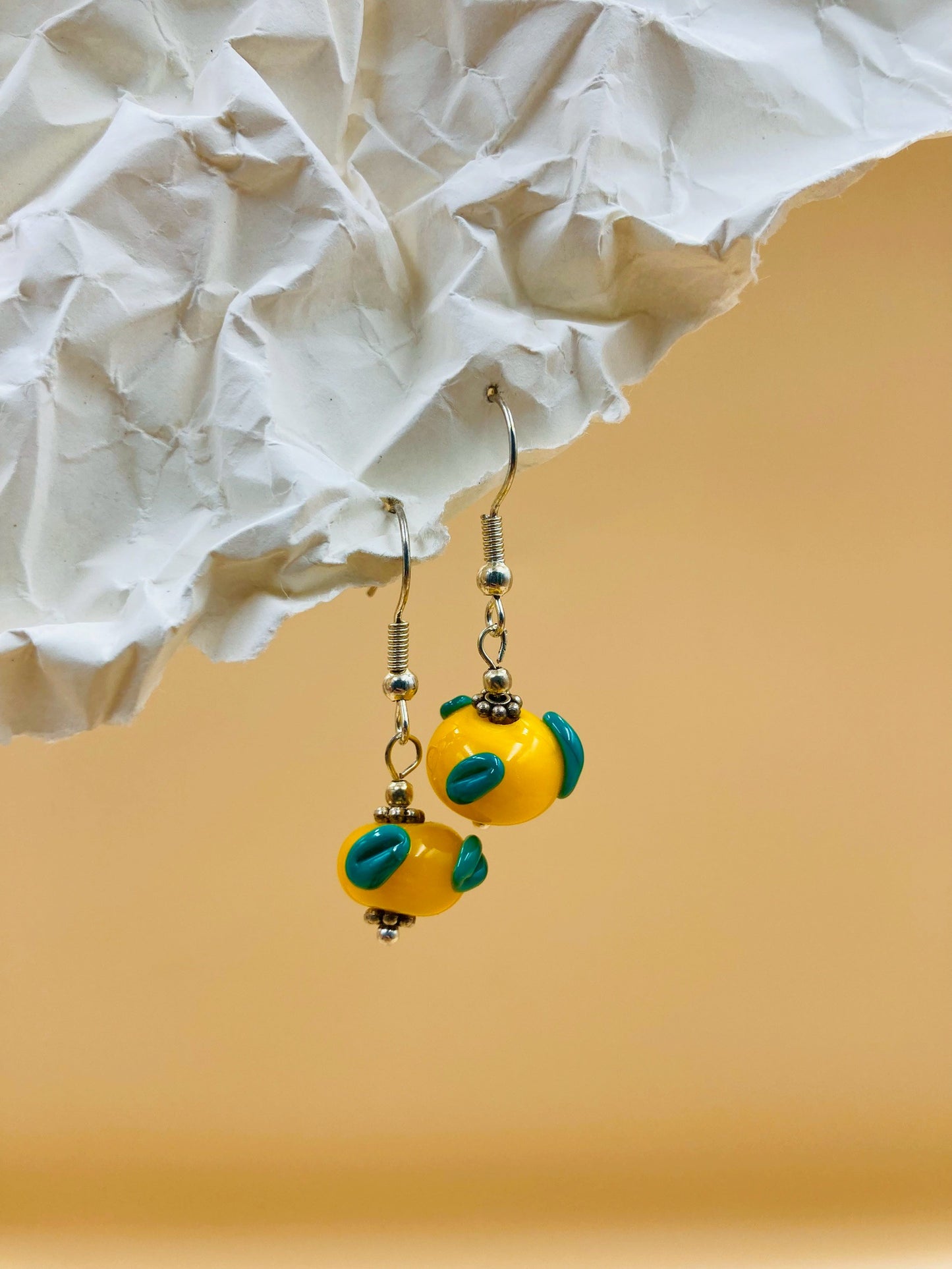 Handmade Murano Glass Dangle Earrings, Colorful Polka Dot Artisan Jewelry