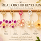 Real Orchid Flower Keychain, Preserved Resin Jewelry