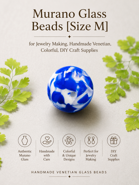 Murano Glass Beads[Size M] for Jewelry Making, Handmade Venetian, Colorful, DIY Craft Supplies