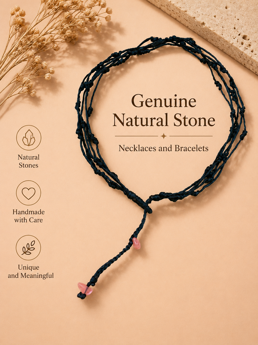 Natural stone necklaces and bracelets
