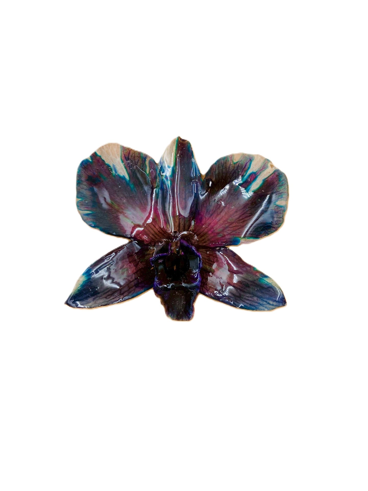 Real Orchid Flower Pendant, Preserved Resin Jewelry (Pin and Keychain Only)