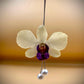 Pendant + necklace, banana flower, made from real flowers, white and purple tones