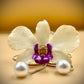 Pendant + necklace, banana flower, made from real flowers, white and purple tones