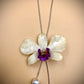 Pendant + necklace, banana flower, made from real flowers, white and purple tones
