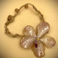 Bracelet made from real flowers, light brown rope