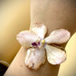 Bracelet made from real flowers, light brown rope
