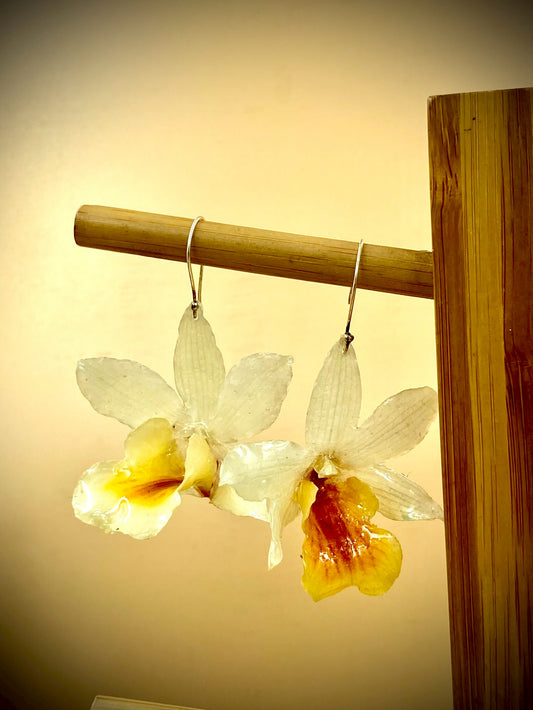 Earrings made from real flowers