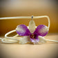 Pendant + rope necklace made from real orchids, white-purple tone