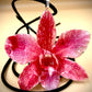 Pendant + rope necklace made from real flowers, red tone