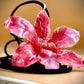 Pendant + rope necklace made from real flowers, red tone